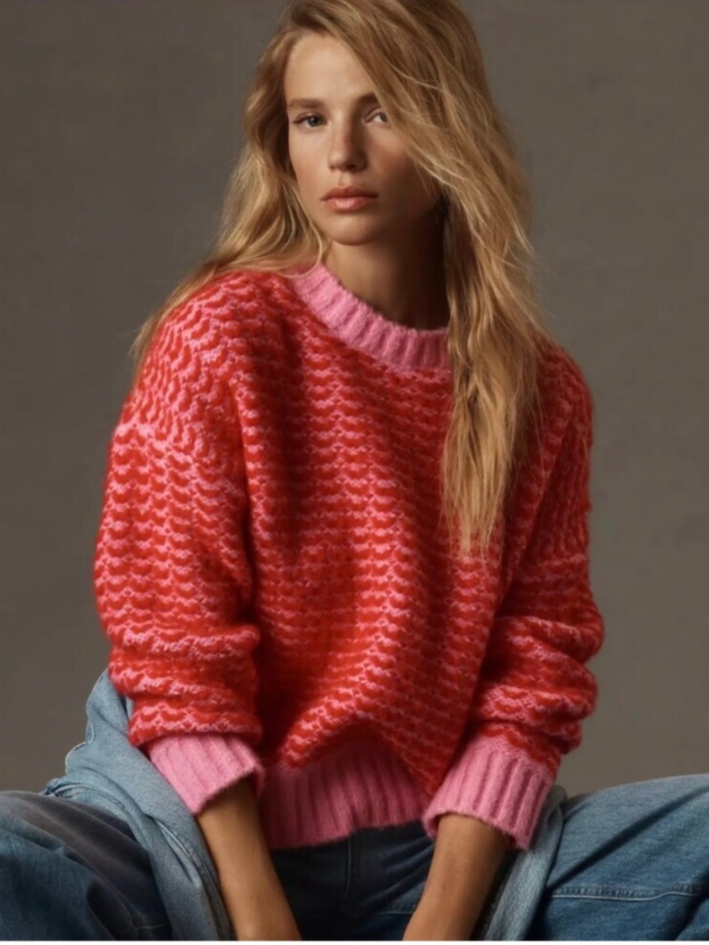 Lili Sidonio Pink and Red Pullover Sweater